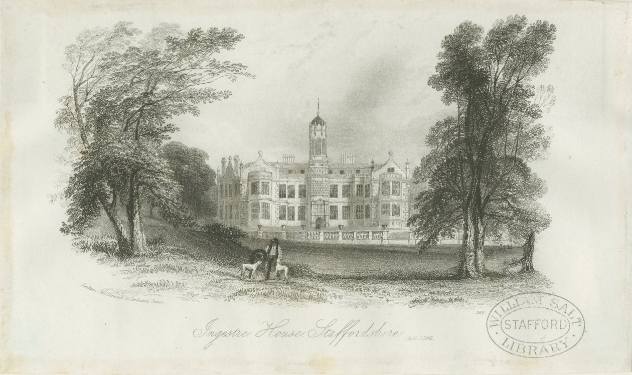 قاعة Ingestre: نقش الفولاذ ، 1 أبريل 1841 بواسطة غير معروف