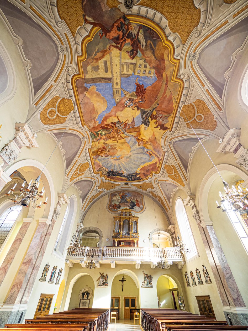 الداخلية ، اللوحة السقف لهانس أندريه ، Servitenkirche ، إنسبروك ، تيرول ، النمسا ، أوروبا (صورة) بواسطة فنان غير معروف