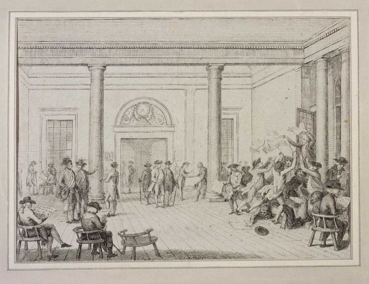 داخل البورصة ، حوالي عام 1790 (حفر) بواسطة غير معروف