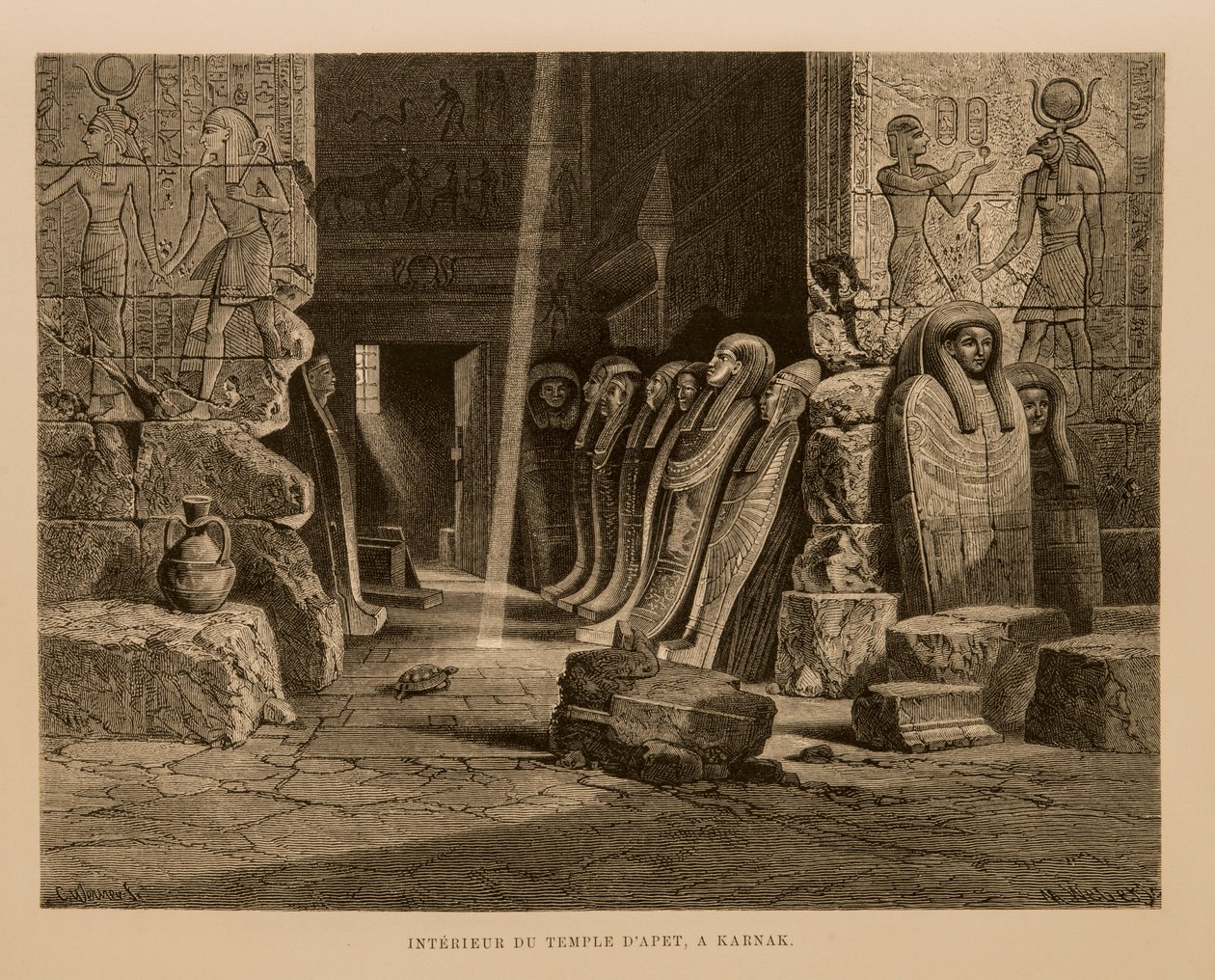 منظر داخلي لمعبد أبت في الكرنك ، مصر رسم توضيحي من أطلس مصر بواسطة غير معروف