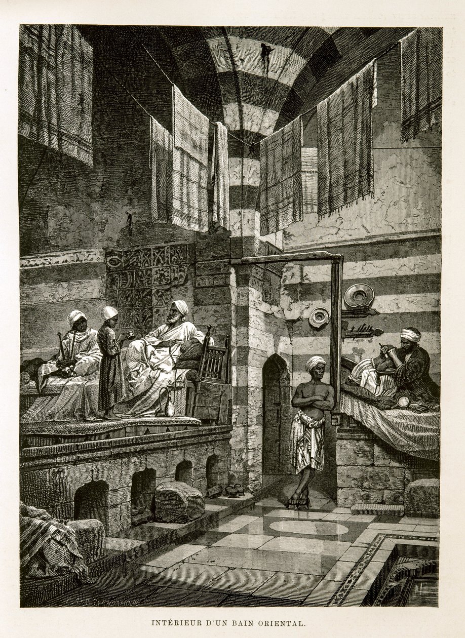 Internal view of an oriental bath Illustration from the Atlas of Egypt بواسطة غير معروف