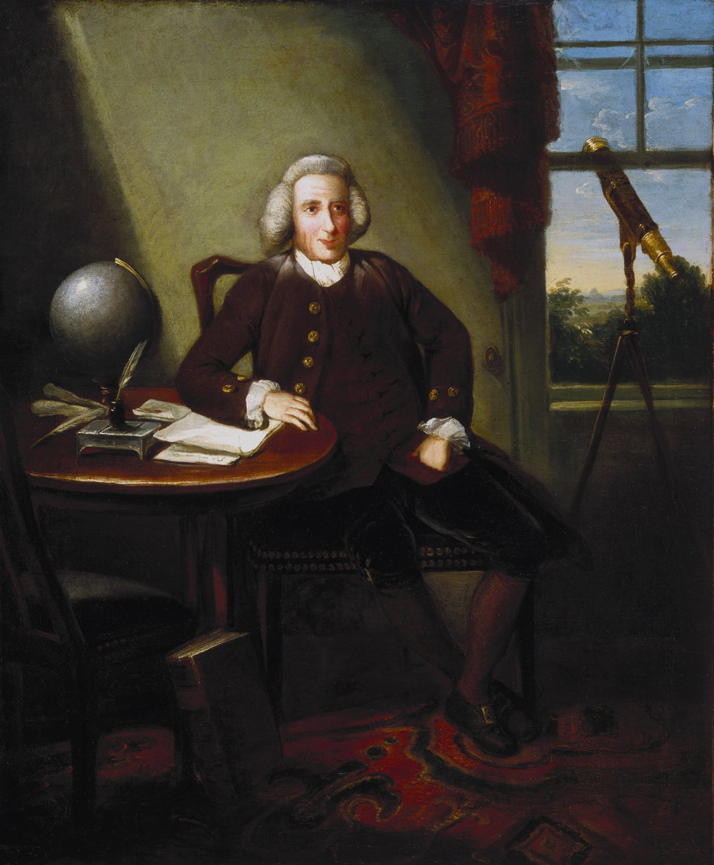 جيمس فيرغسون (1710-1776)، عالم فلك وفنان (رسام) بريطاني، في دراسته بواسطة فنان غير معروف