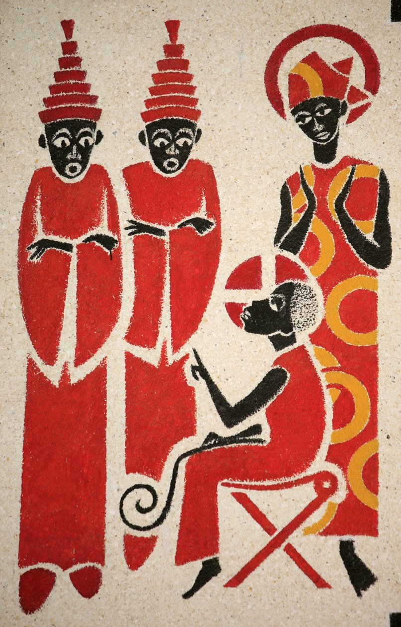 Jesus in the temple The Keur Moussa abbey church fresco was designed and painted in 1963 by Dom Georges Saget Keur Moussa Senegal بواسطة غير معروف