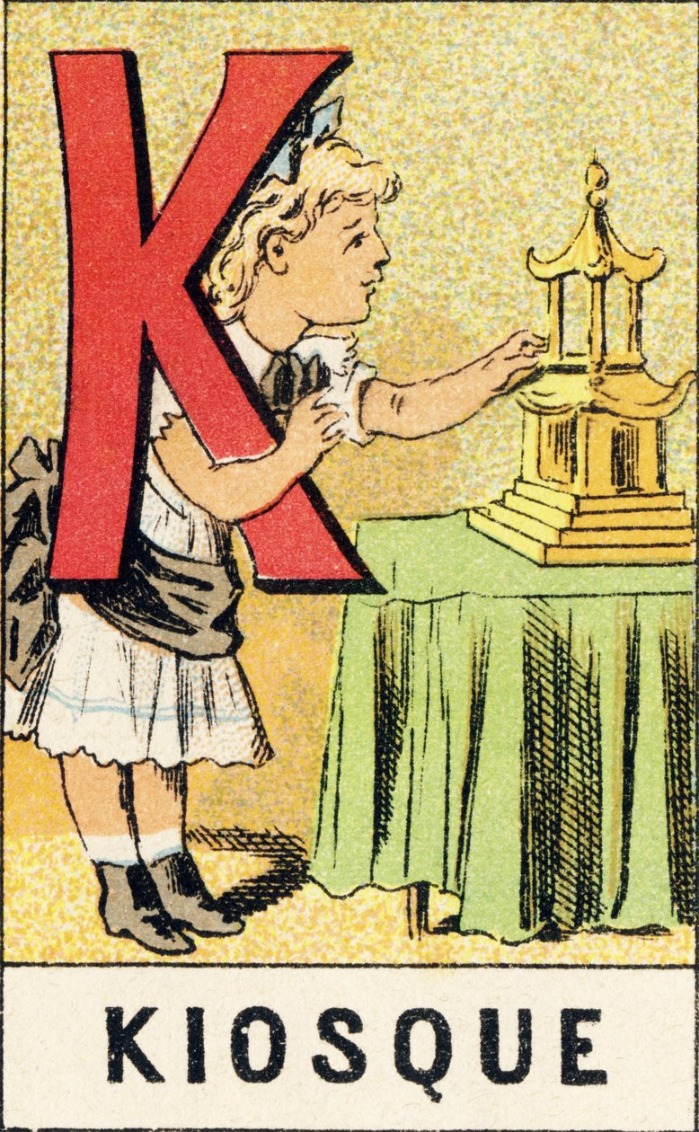 K: Kiosk - نقش من ABCD des petits filles. Pellerin & Cie ، ناشر طابعة ، Epinal ، حوالي 1890. Serie A. الأبعاد: 19 × 13.5 سم. بواسطة غير معروف
