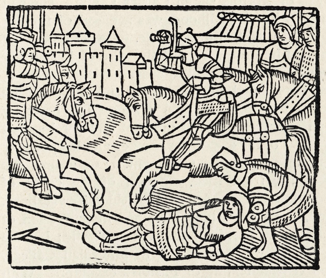 Lancelot at a Tournament (طباعة خشبية) بواسطة فنان غير معروف