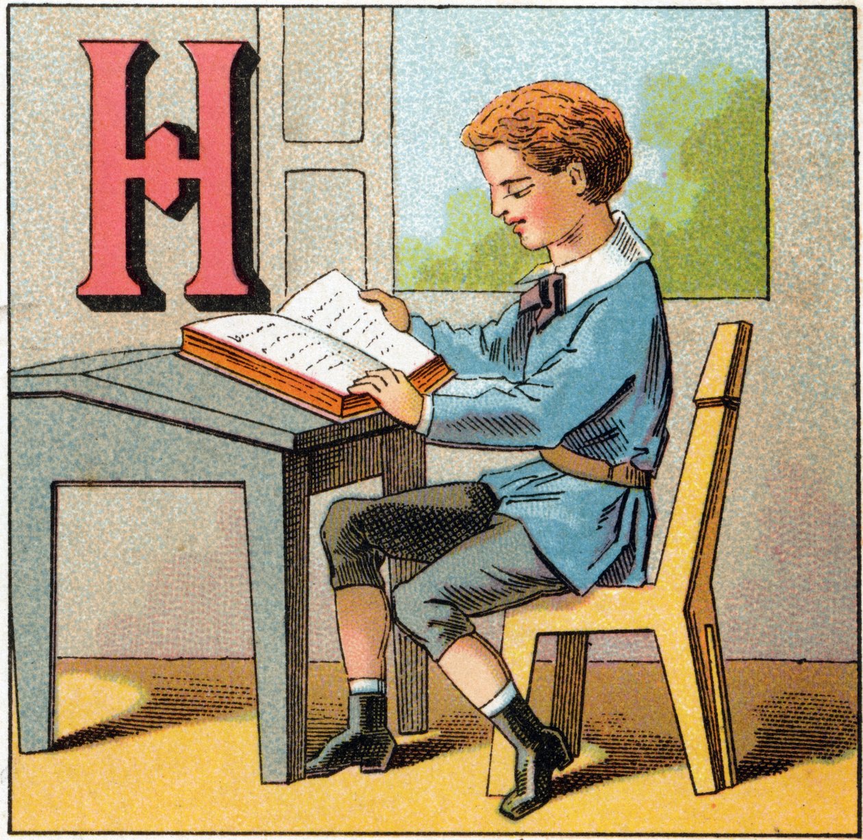 الحرف H كتاريخ فرنسا. نقش في "Alphabet des petits ecoliers". تصوير إبينال ، حوالي عام 1885. مجموعة بريفيه بواسطة غير معروف