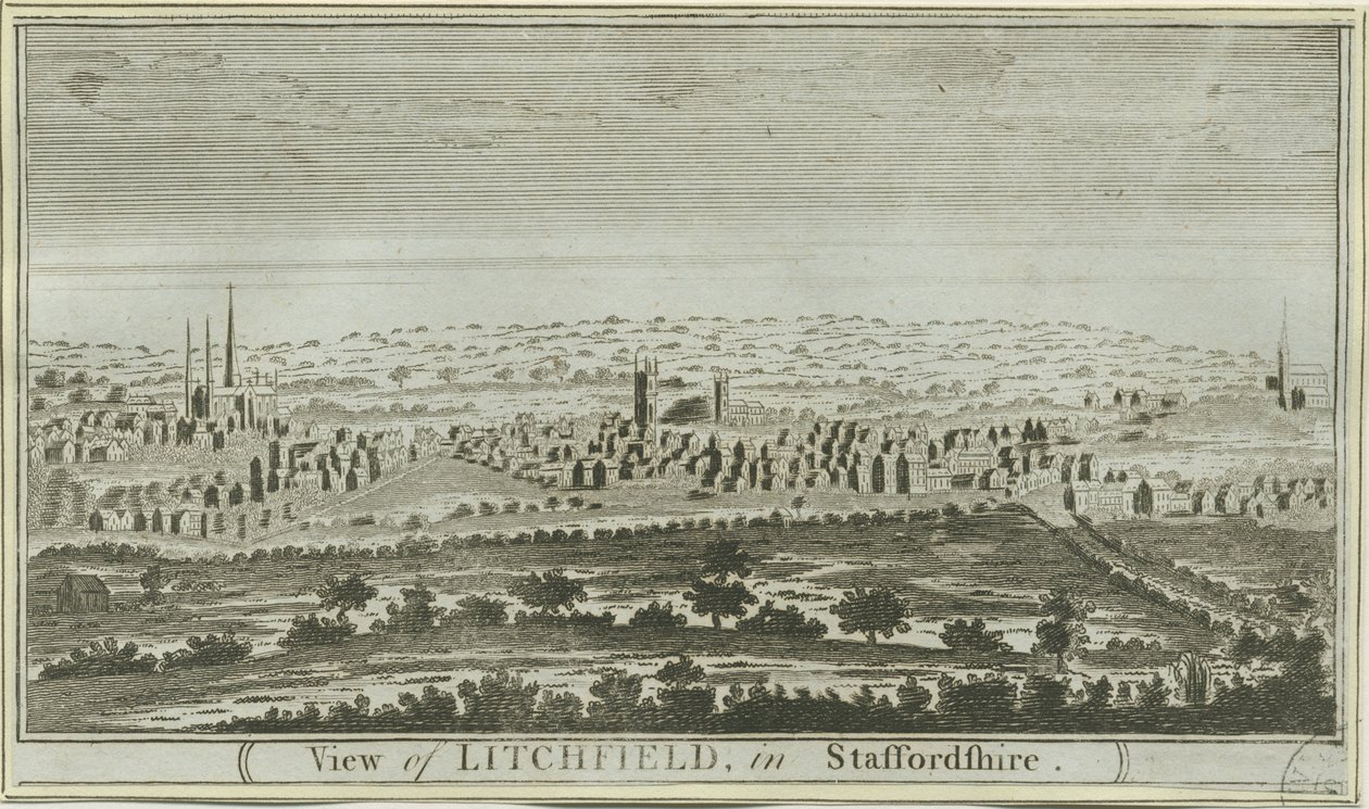 Lichfield - South West View: نقش ، بدون تاريخ [1780-85] بواسطة غير معروف
