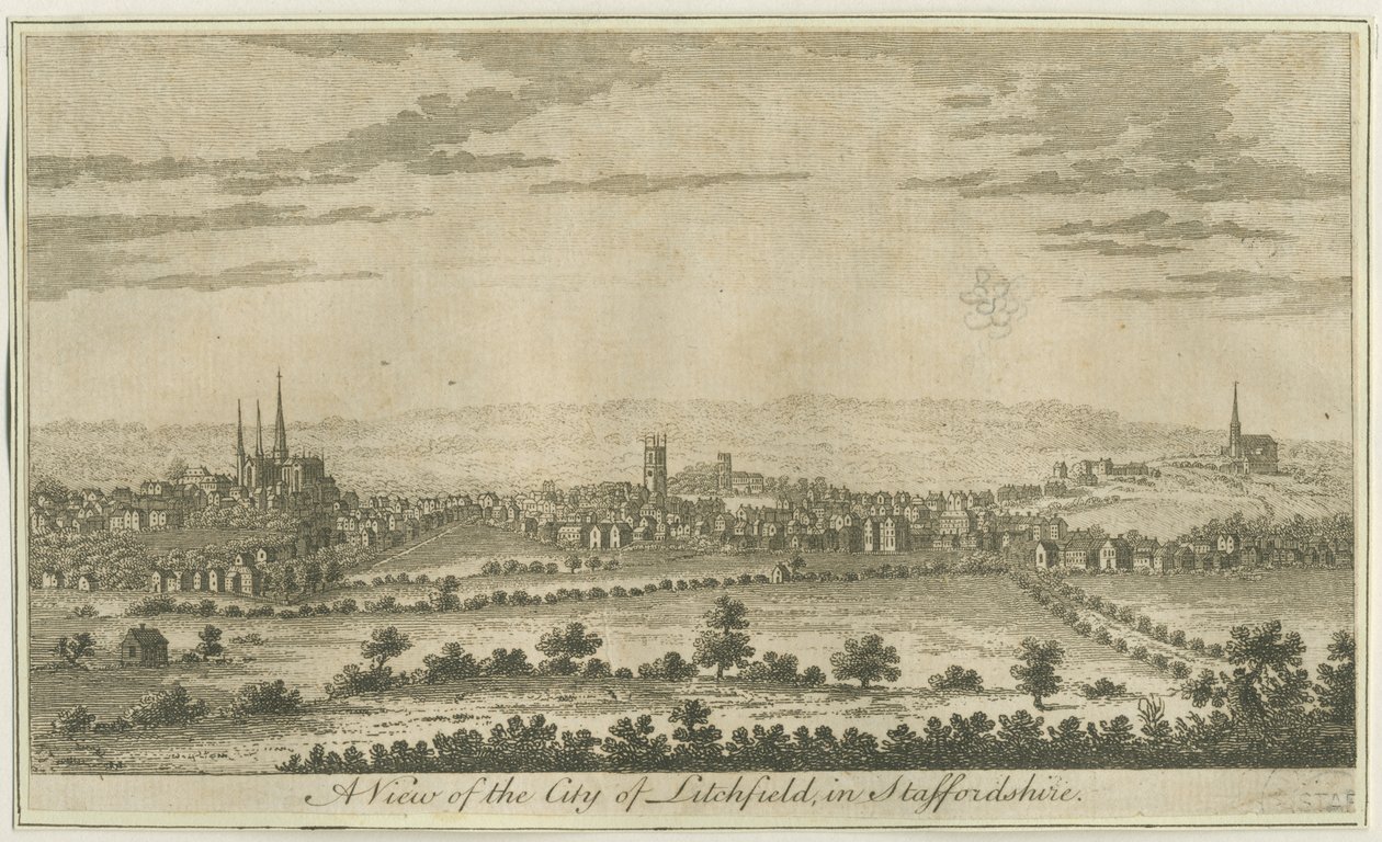 Lichfield - South West View: النقش ، بدون تاريخ [أواخر القرن الثامن عشر] بواسطة غير معروف