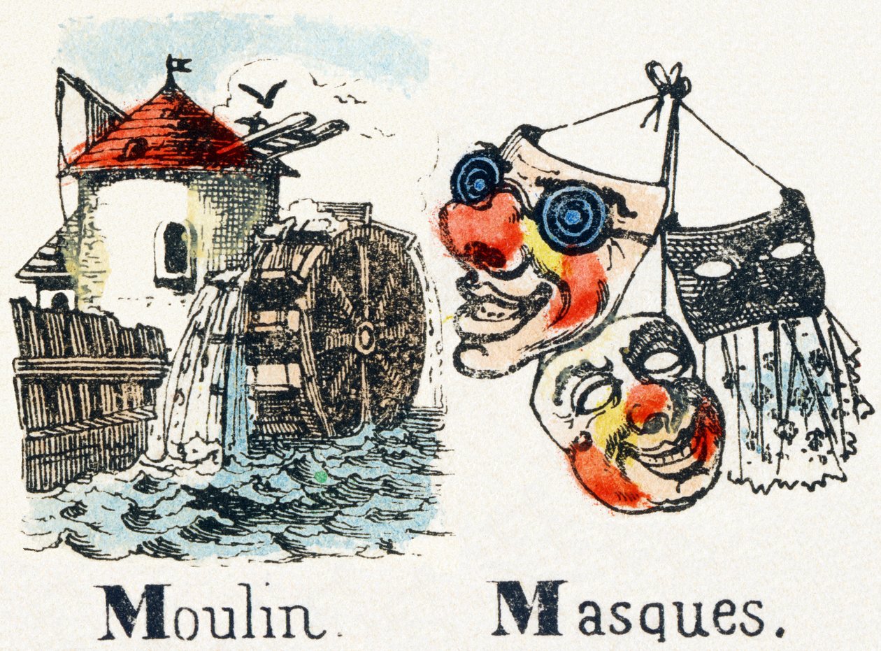M - Moulin Masques - Alphabet - ترفيه للأطفال - صور إبينال ، سلسلة شعبية ، حوالي عام 1890 بواسطة غير معروف