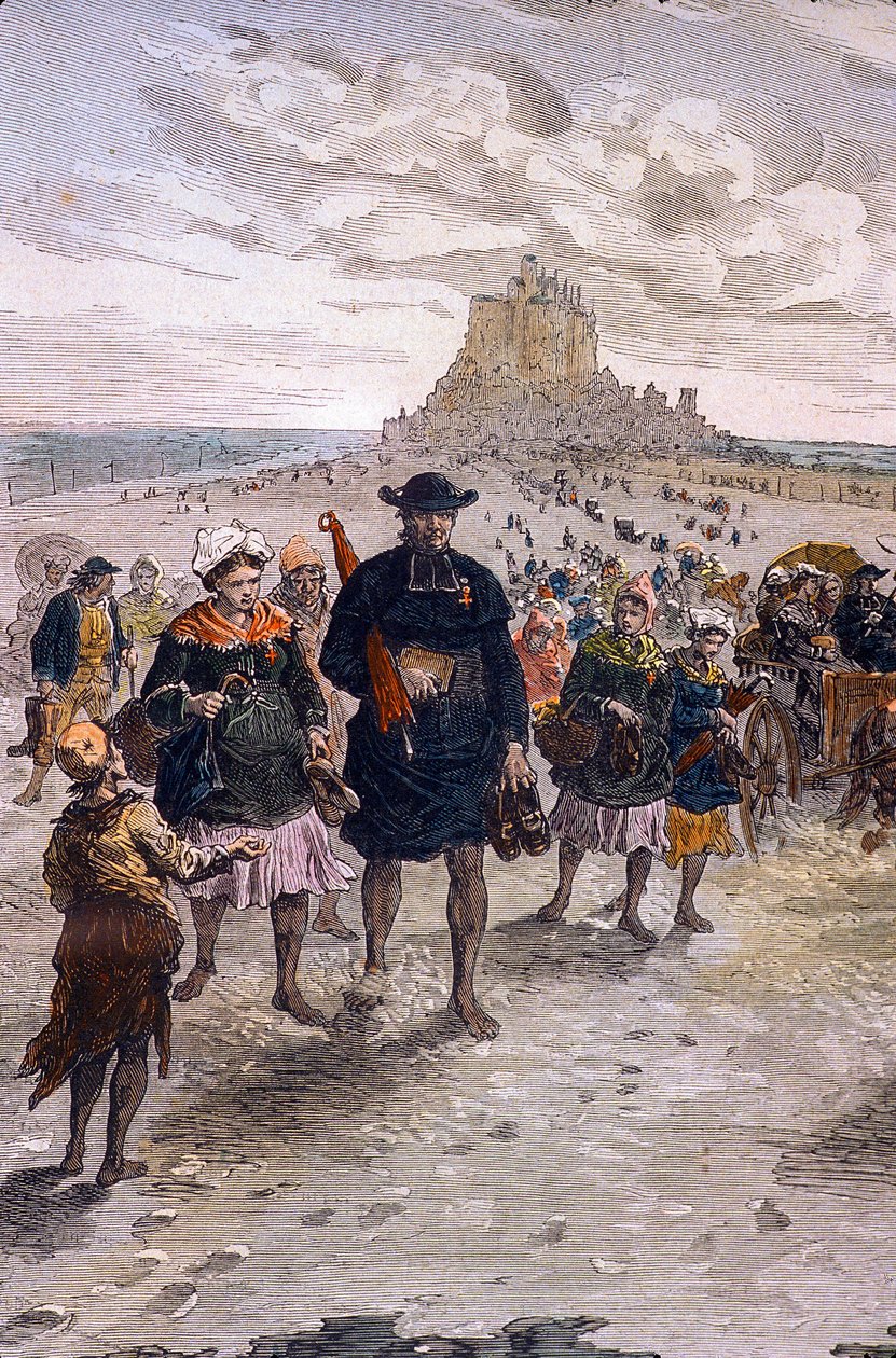 Manche N * 022 ، Musee d'Avranches ، "" عودة pelerins في Mont St Michel "" بواسطة غير معروف