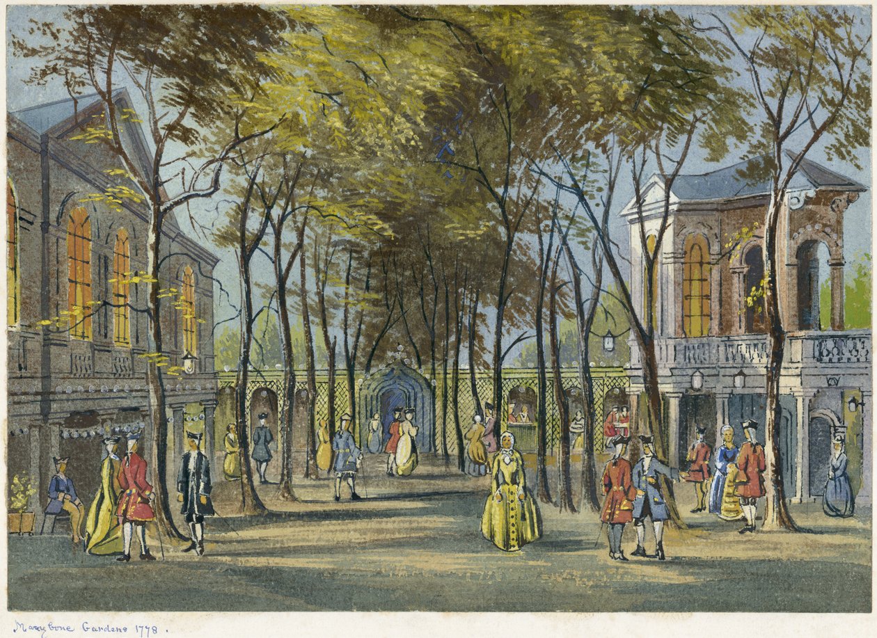 مارليبون جاردنز ، لندن 1778 بواسطة فنان غير معروف