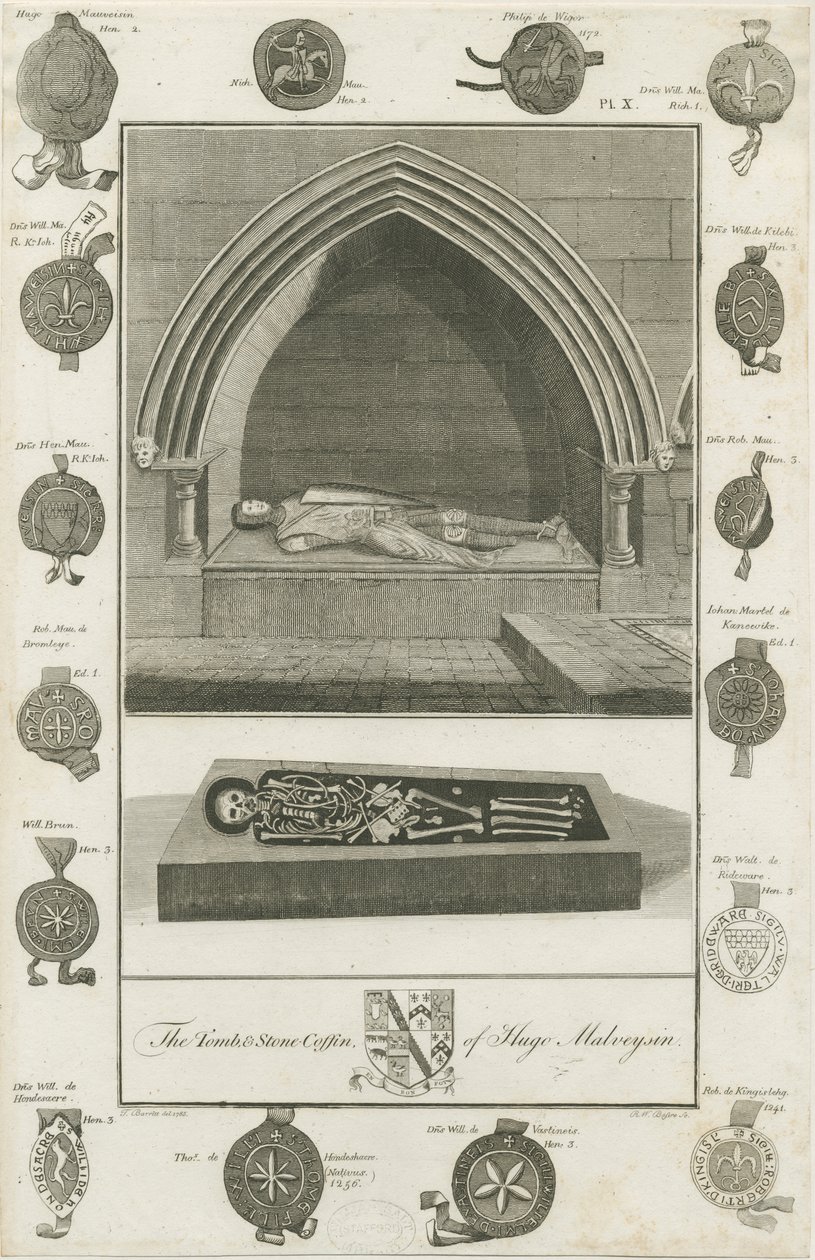 Mavesyn Ridware - قبر هوغو مافيسين: نقش ، 1785 بواسطة غير معروف