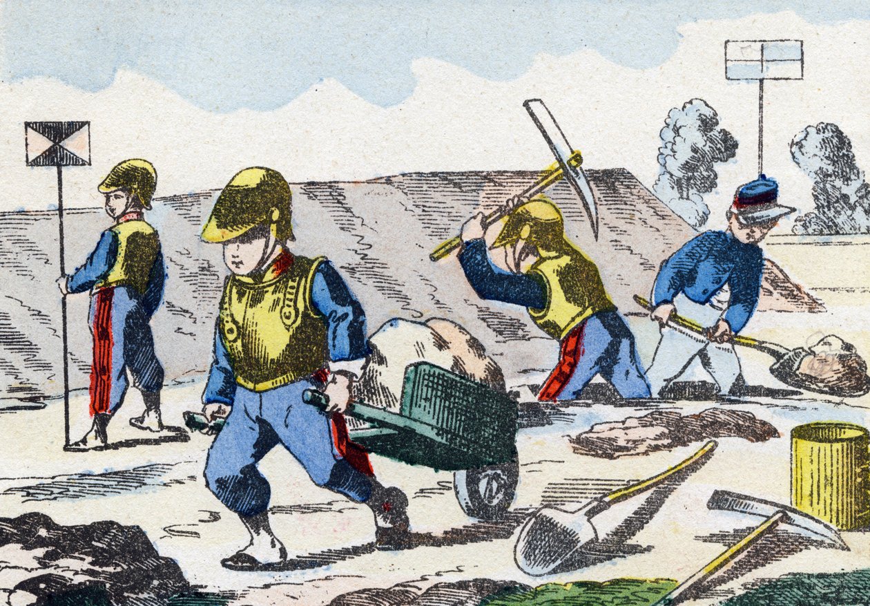 القصر. نقش في "الأبجدية العسكرية الطفولية". صور Pont-a-Mousson ، حوالي عام 1890. 20 صفحة. قاتمة: 28.5x21 سم بواسطة غير معروف