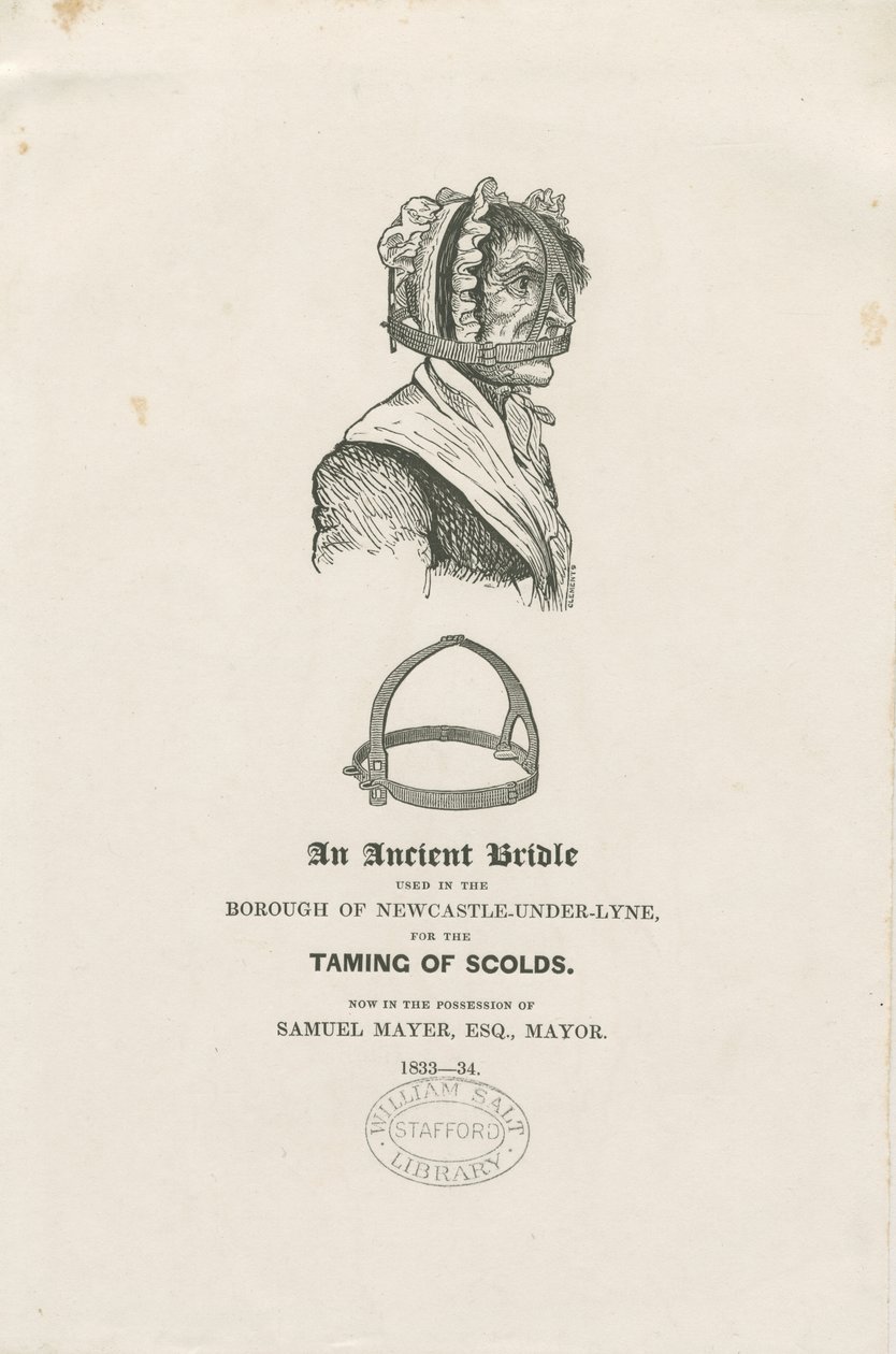 Newcastle-under-Lyme - A Scold "s Bridle: النقش الخشبي ، بدون تاريخ [سي 1833-4] بواسطة غير معروف