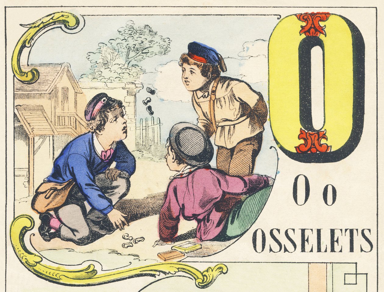 O: osselet - Games Alphabet، c.1890 (شكل توضيحي) بواسطة غير معروف