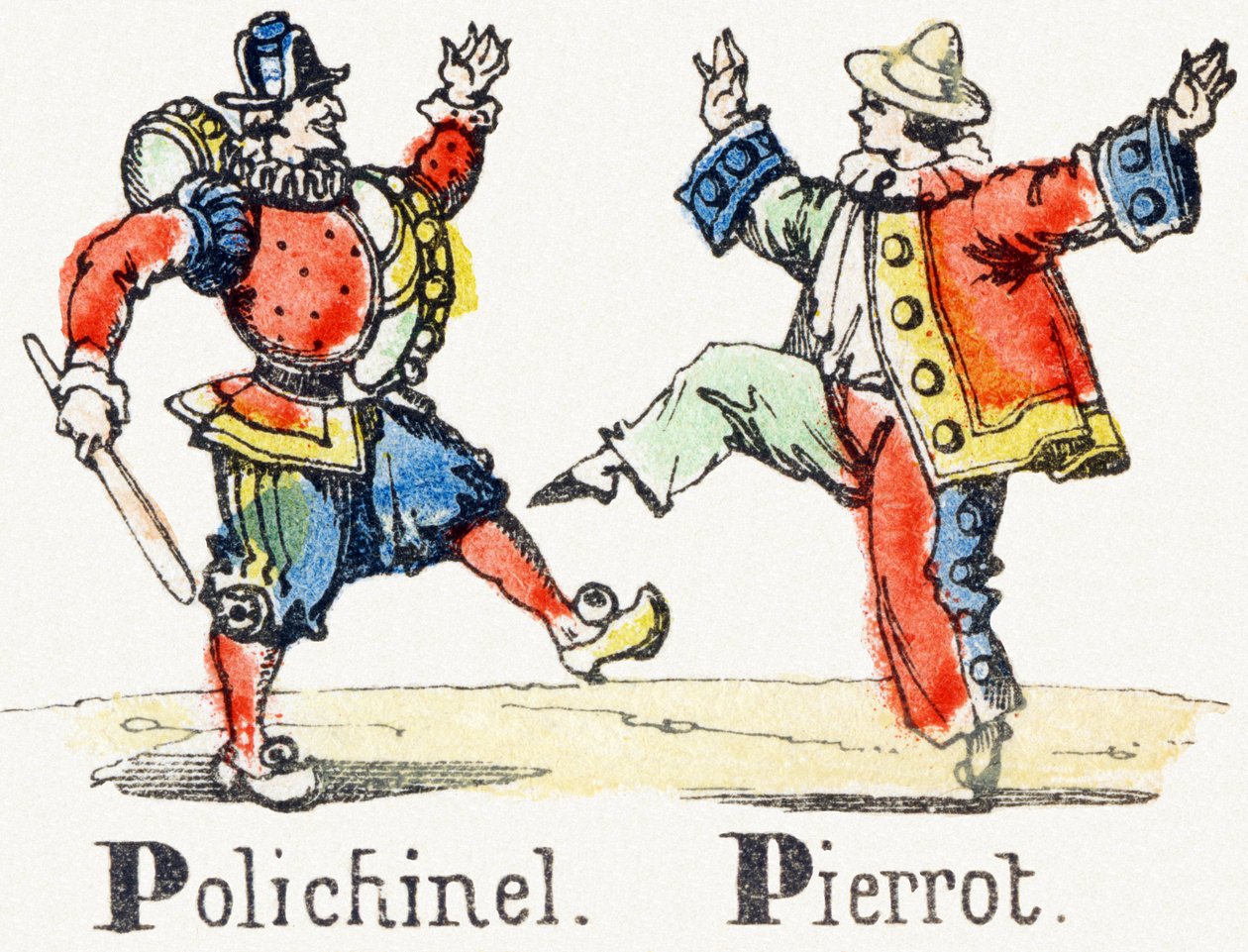 P - Polichinelle Pierrot - الأبجدية الترفيهية للأطفال c1890 (طباعة حجرية) بواسطة غير معروف