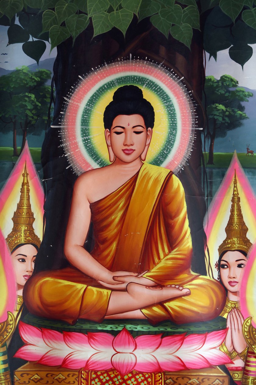 لوحة تصور بوذا يتأمل Udong Cambodge بواسطة غير معروف