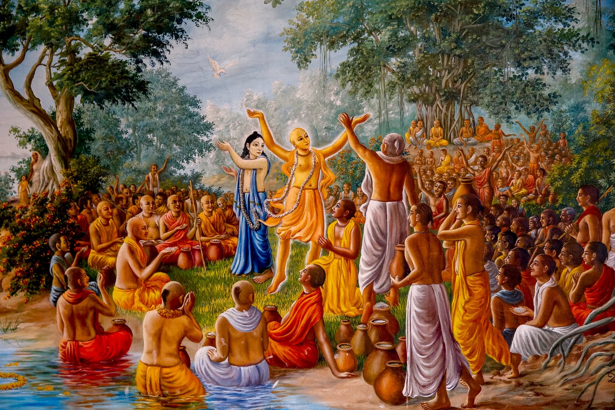 لوحة تصور Chaitanya و Nityananda وهم يرقصون بين vaishnavas. المملكة المتحدة (صورة) بواسطة فنان غير معروف