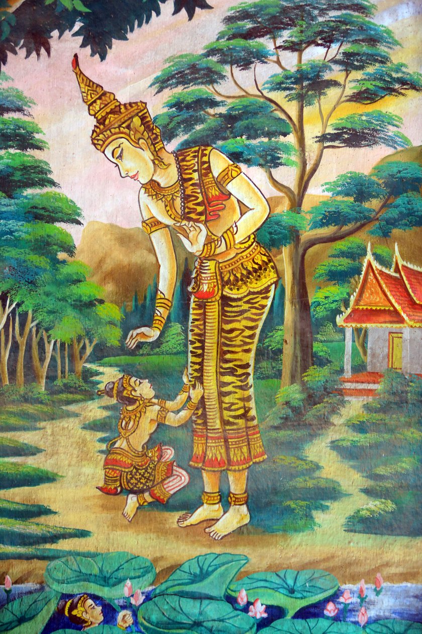Painting depicting the life story of Shakyamuni Buddha. Wat Naxai. Vientiane. Laos, 20151106, Vientiane, Laos بواسطة غير معروف