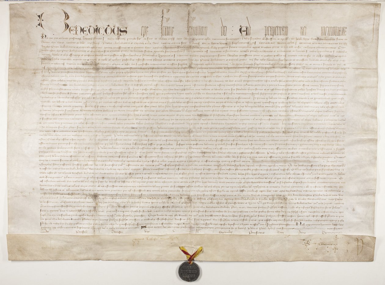Papal Bull confirming charter of Bishop Henry Wardlaw, recto بواسطة غير معروف