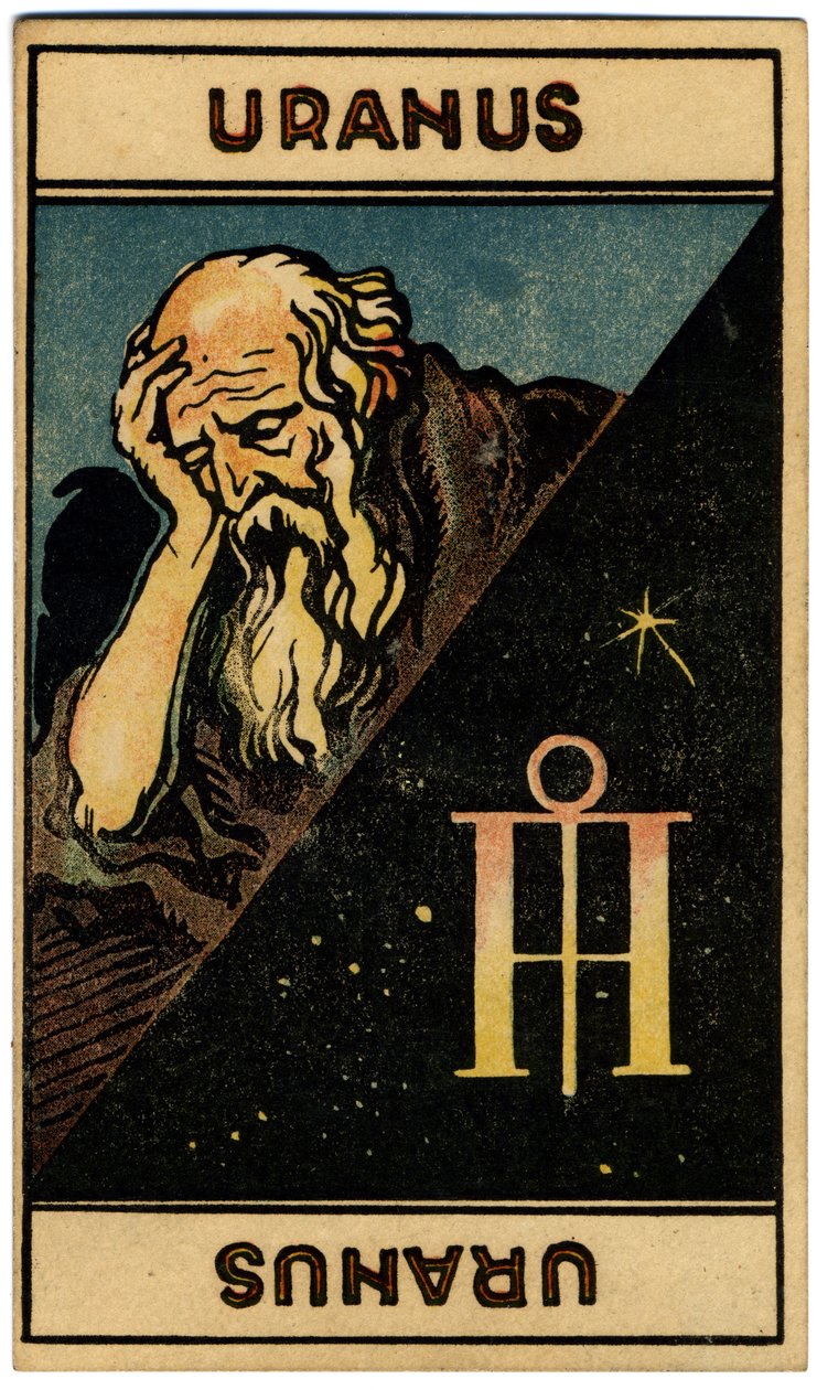 خوارق. علم التنجيم. أورانوس (كوكب). بطاقة التنجيم من: Le Tarot Astrologique (Astrological Tarot) لجورج ماتشيري ، فرنسا بواسطة فنان غير معروف