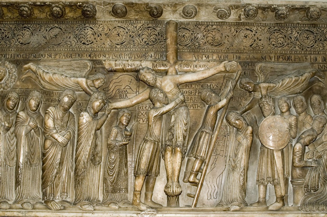 Parma Emilia Romagna Italy Piazza del Duomo in the Duomo Dome Display Descent from the Cross from Benedetto Antelami 1178 بواسطة غير معروف