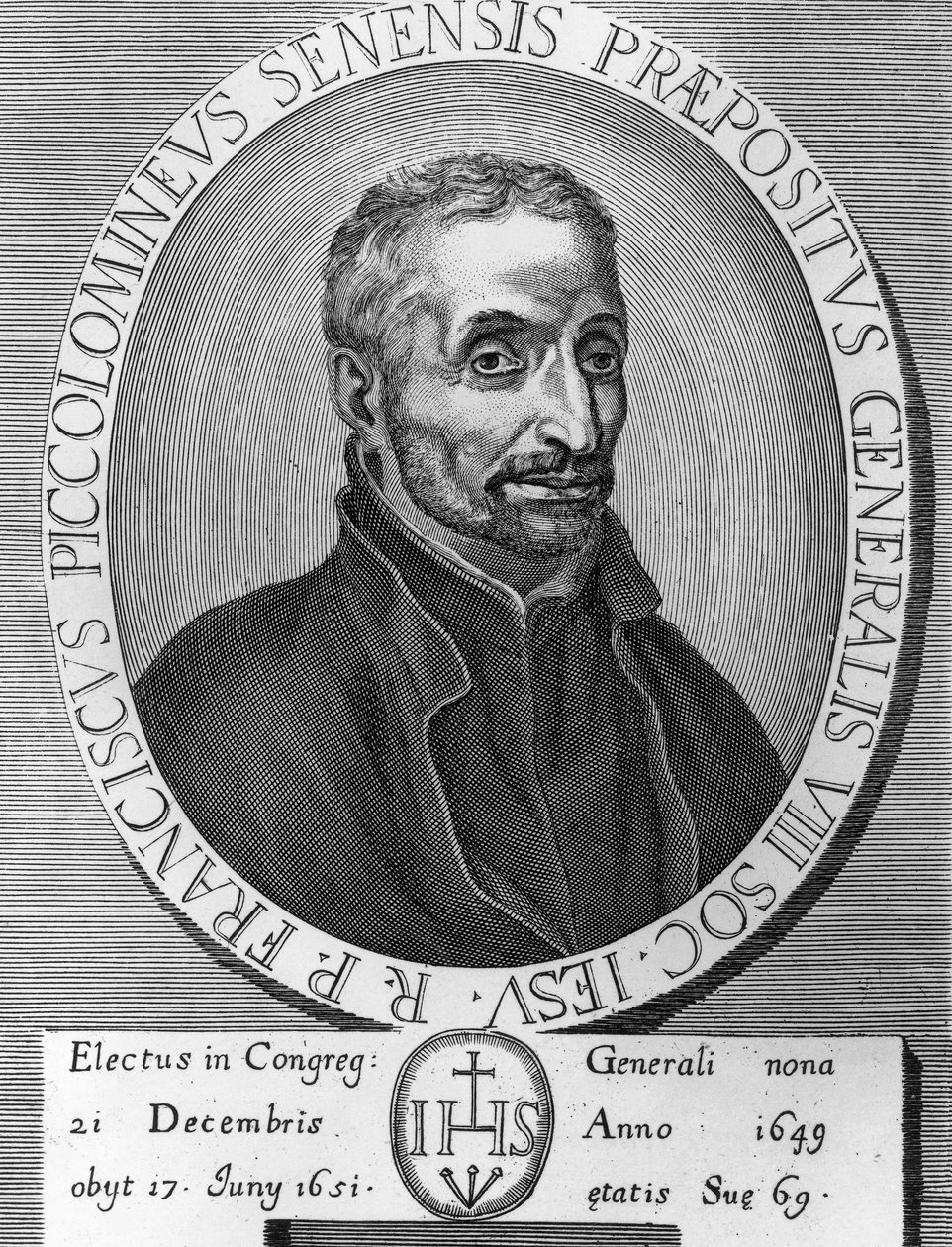 كانت صورة فرانشيسكو بيكولوميني (1582-1651) ، اليسوعي الإيطالي ، الرئيس العام لجمعية يسوع من 1649 إلى 1651 ، نقش بواسطة فنان غير معروف