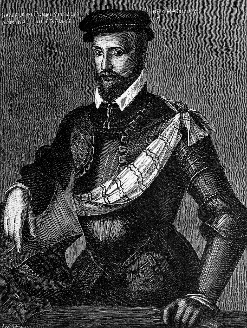 صورة لغاسبار دي كوليجني ، سينيور دي شاتيلون (1519-1572) ، نبيل فرنسي ، أميرال ، وزعيم هوجوينوت في الحروب الدينية الفرنسية ، نقش بواسطة فنان غير معروف