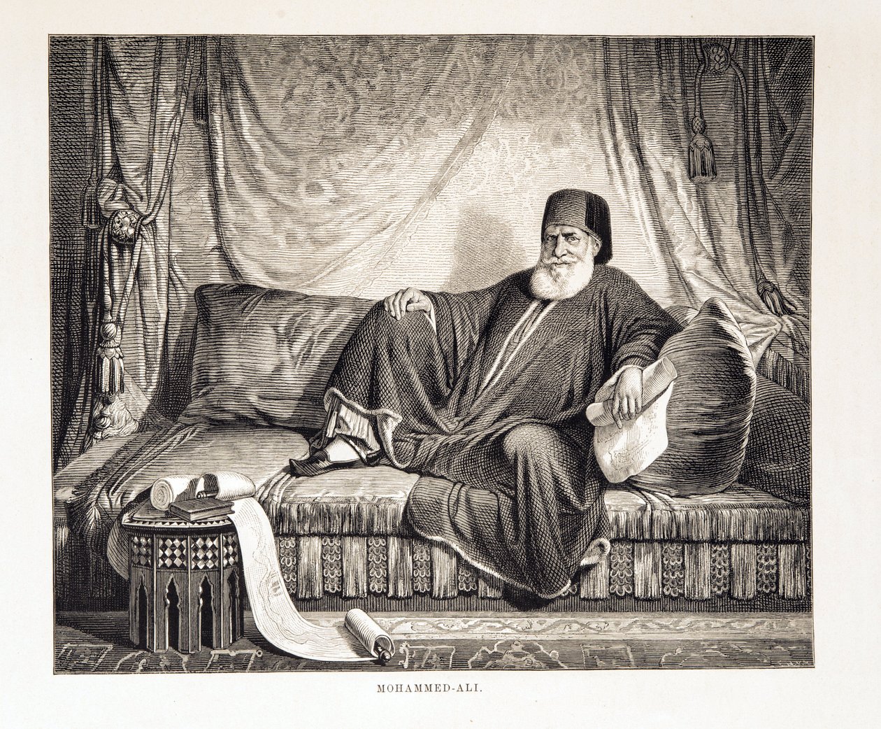 Portrait of Mehemet Ali (1769-1849) Vice King of Egypt Illustration from the Atlas of Egypt بواسطة غير معروف