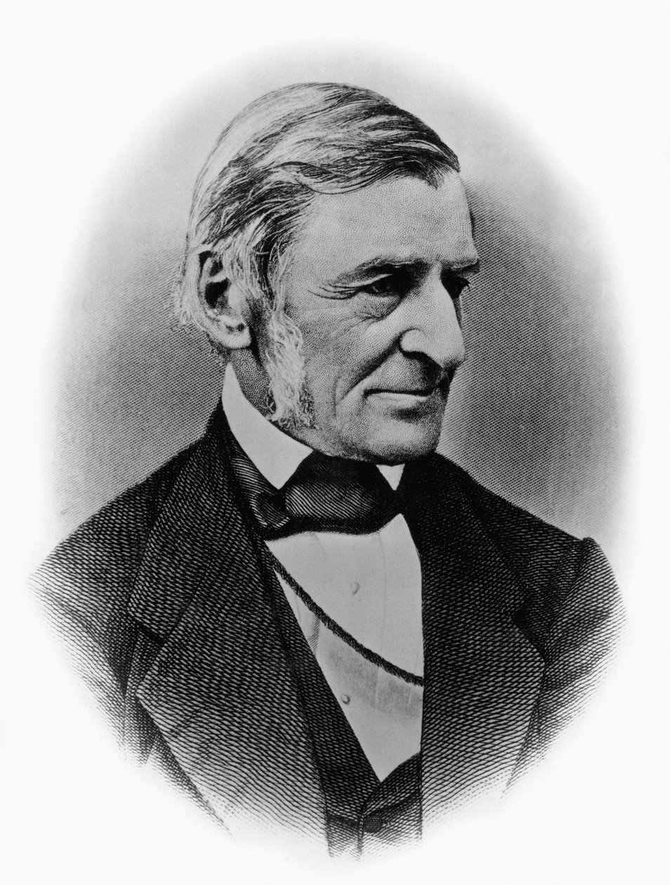 صورة شخصية لرالف والدو إمرسون (1803-1882) ، فيلسوف أمريكي ، وشاعر ، وكاتب ، وكاتب مقالات ، وأحد مؤسسي الحركة المتعالية ، نقش تلو صورة بواسطة فنان غير معروف