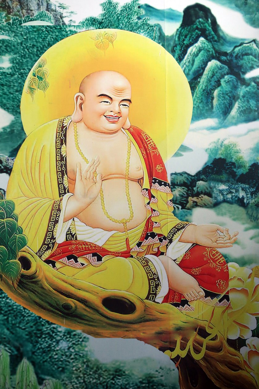Quan The Am buddhist pagoda. Smiling Buddha painting. Danang. Vietnam بواسطة غير معروف