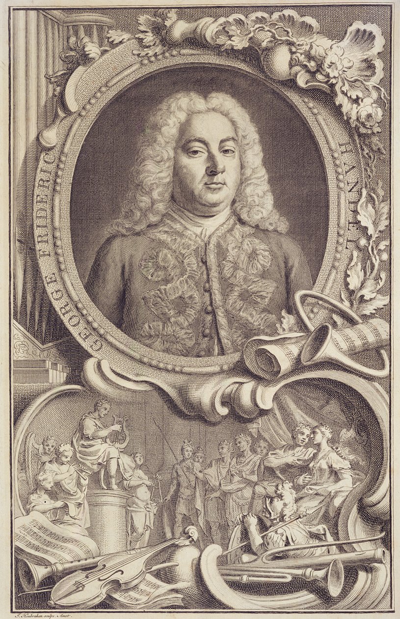 RM 7.f.5 جورج فريدريك هاندل (1685-1759) ، صورة مقدمة من "إسرائيل في مصر" ، نقشها جاكوبوس هوبراكن (1698-1780) بواسطة فنان غير معروف