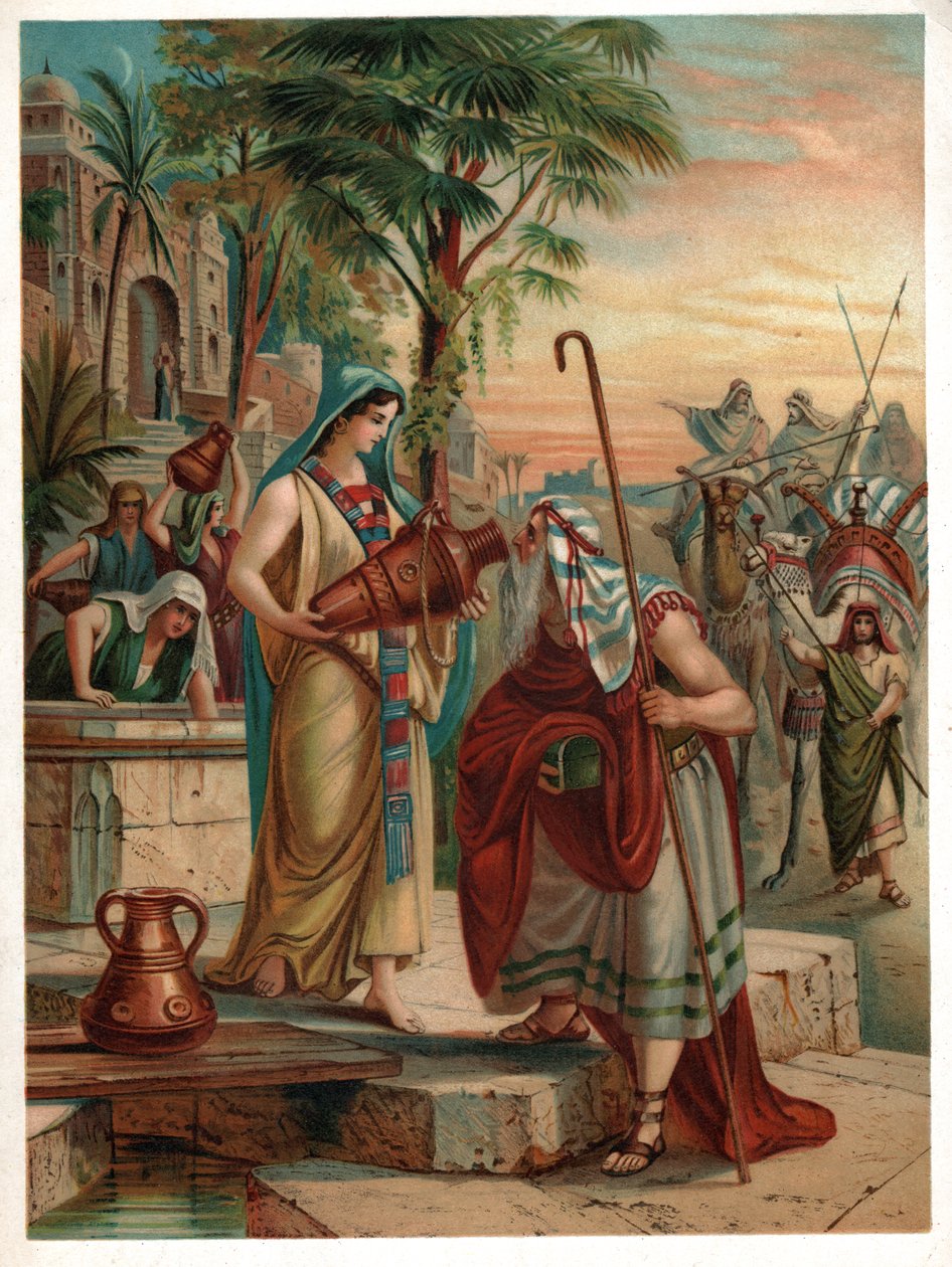 ريبيكا عند البئر. (ليثو ، حوالي عام 1900) بواسطة فنان غير معروف