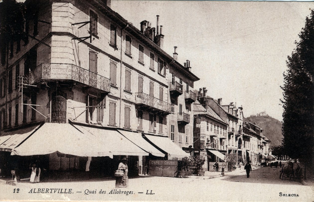رون ألب ، سافوي (73) ، ألبرتفيل: منظر Quai des Allobroges - بطاقة بريدية نهاية القرنين التاسع عشر والعشرين بواسطة فنان غير معروف