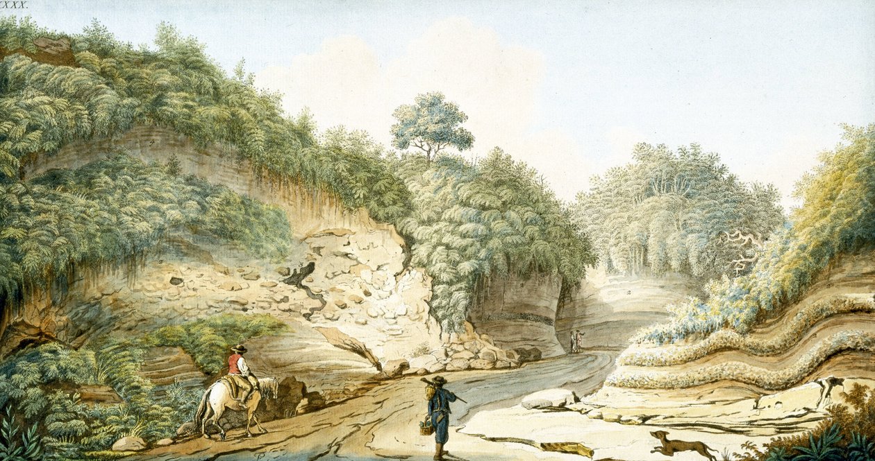الطريق المؤدي من مغارة بوسيليبو إلى بيانورا ، مملكة نابولي ، عام 1767 بواسطة فنان غير معروف