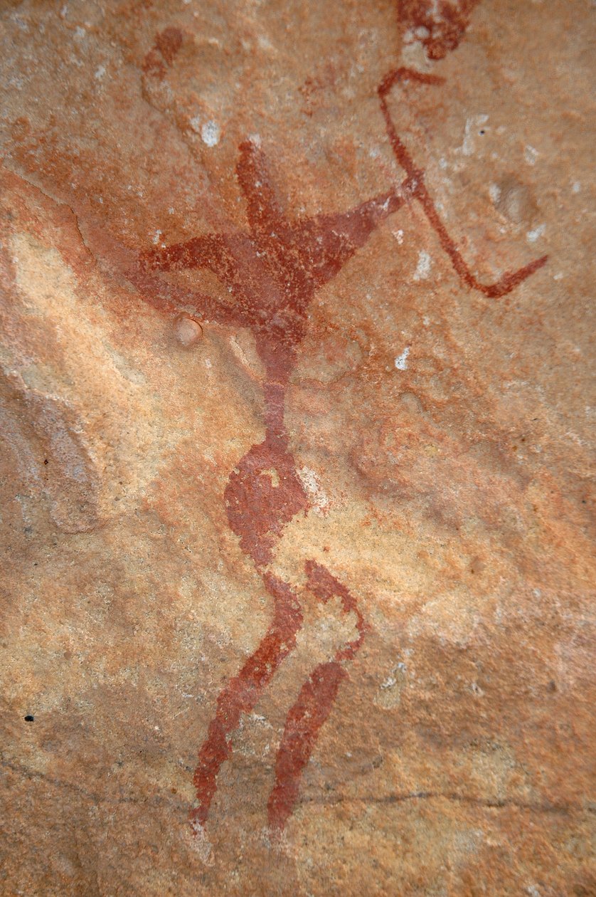 الفن الصخري ، عصور ما قبل التاريخ: رسم شخصية (آرتشر) في ملجأ مزخرف ، في سلسلة العوينات ، السودان (كركور الطلح أو كركور الطلح). الفترة من 8000 إلى 3000 سنة قبل الميلاد. التصوير بواسطة غير معروف