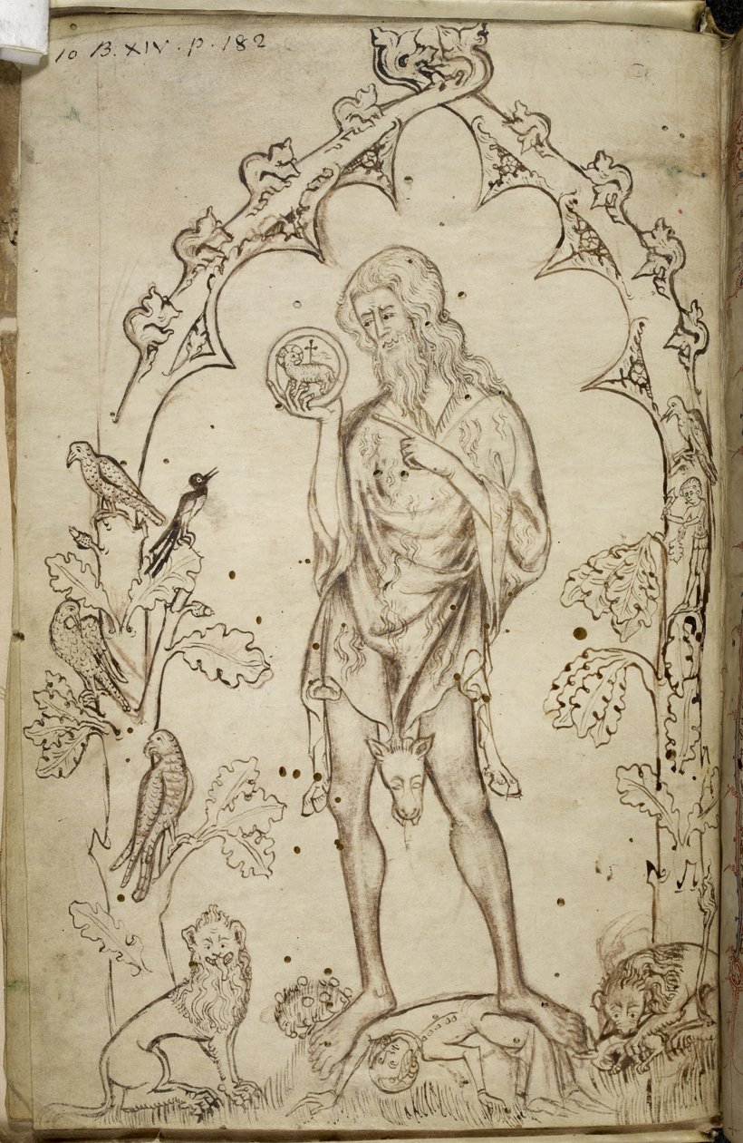 Royal MS 10 B XIV f.3 St John the Baptist (قلم وحبر على ورق) بواسطة فنان غير معروف
