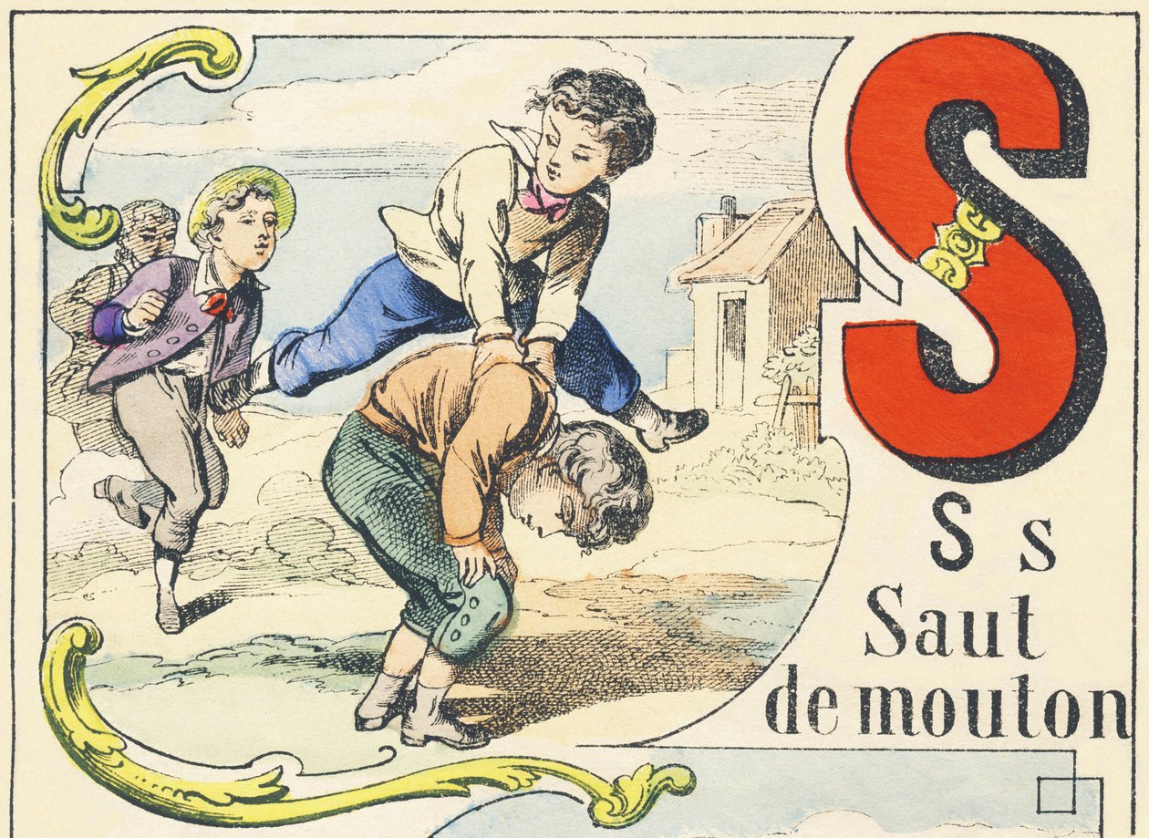 S: leapfrog - ألعاب الأبجدية ، حوالي 1890 (رسم توضيحي) بواسطة غير معروف