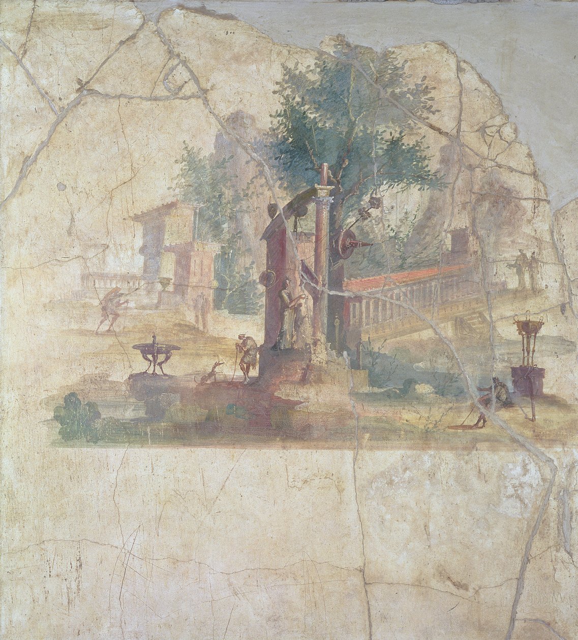 منظر طبيعي مقدس شاعري ، من فيلا Agrippa في Boscoreale ، القرن الميلادي (في الهواء الطلق) بواسطة غير معروف
