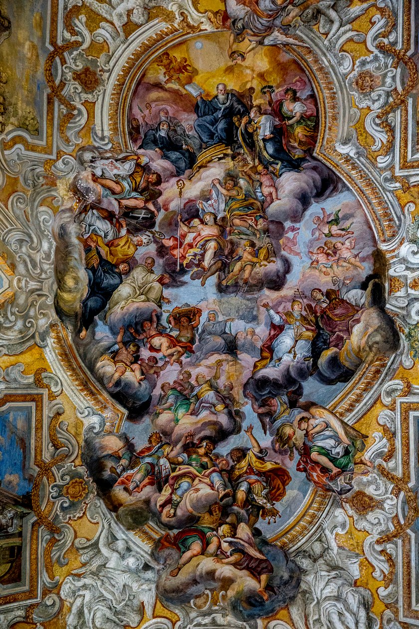 San Benedetto (St Benedict) church, Catania, Sicily (Italy). Ceiling fresco detail (18th century). (photo) بواسطة غير معروف