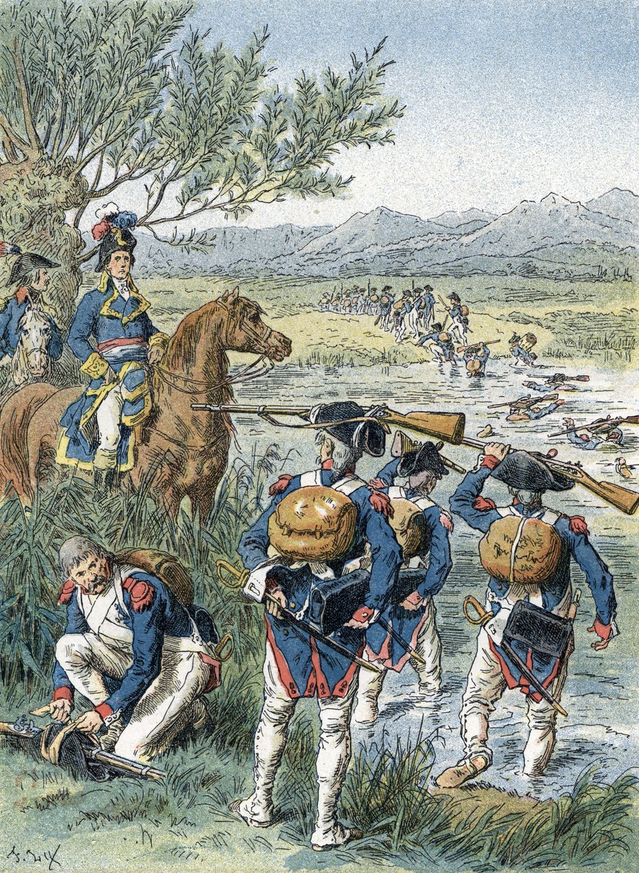 معركة زيورخ الثانية ، معبر ليمات (1799) بواسطة فنان غير معروف