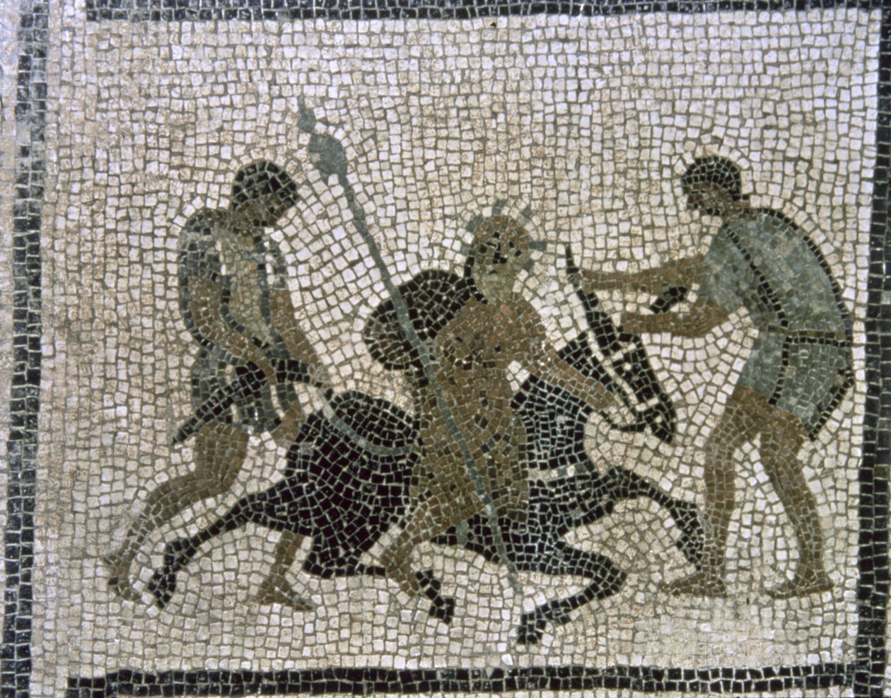 Silenus على حمار ، تفاصيل من فسيفساء بواسطة فنان غير معروف