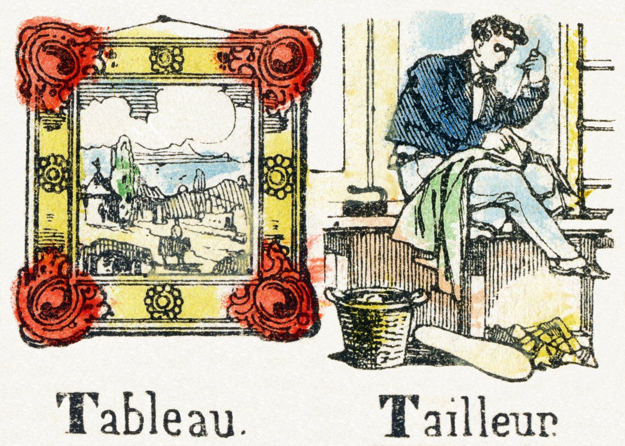 T - Tableau Tailleur - الأبجدية الترفيهية للأطفال c1890 (طباعة حجرية) بواسطة غير معروف