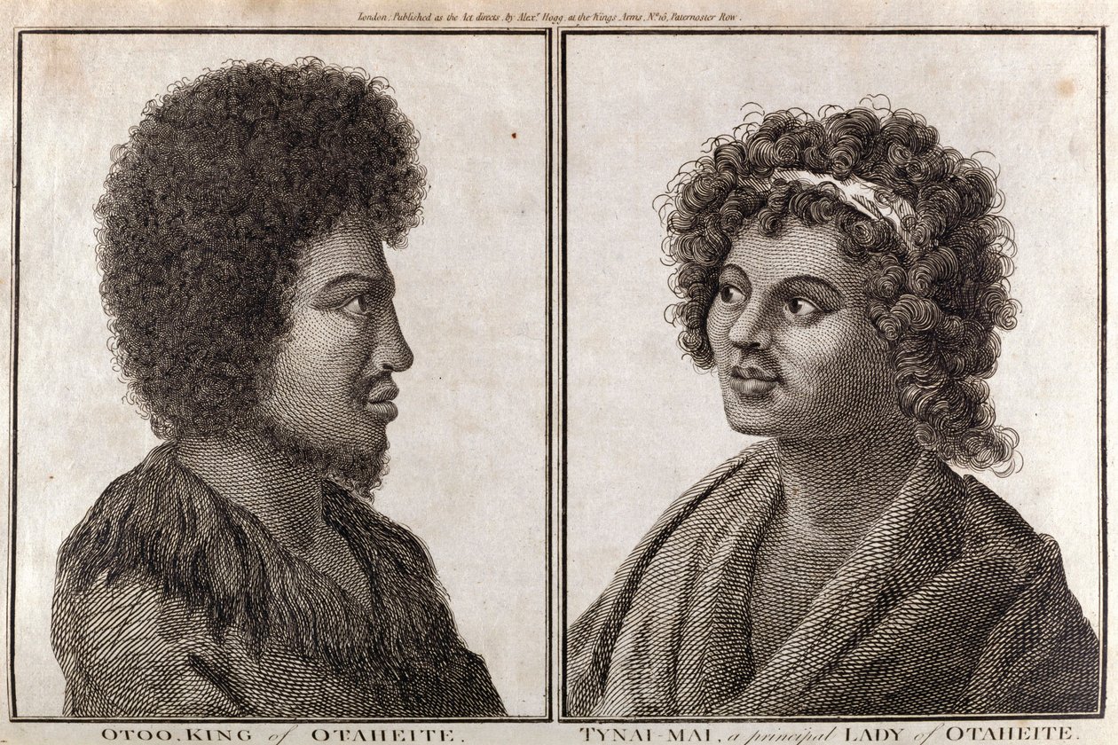الملك والسيدة الرئيسية في تاهيتي ، عام 1773 بواسطة غير معروف