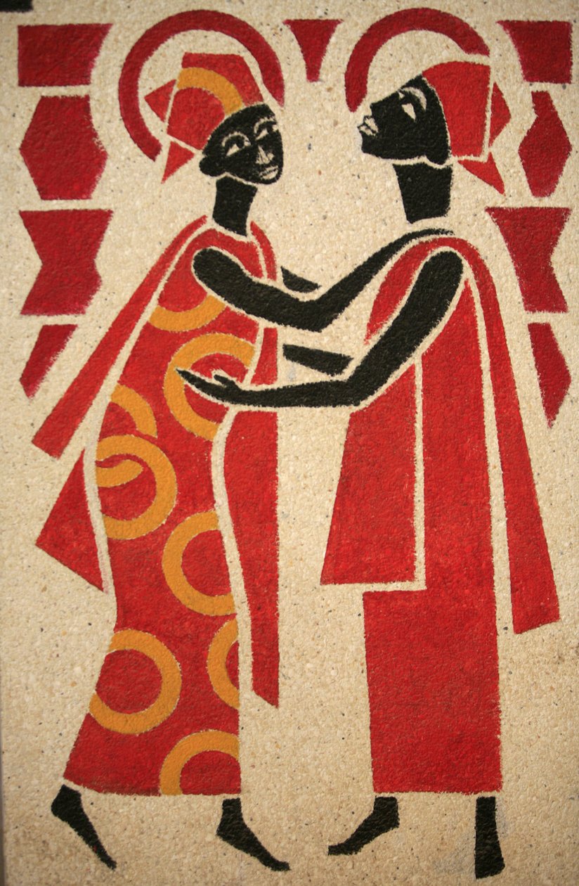 The Visitation The Keur Moussa abbey church fresco was designed and painted in 1963 by Dom Georges Saget , Keur Moussa, Senegal بواسطة غير معروف