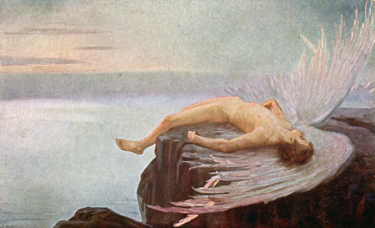 سقوط إيكاروس. رسم إيضاحي لـ E.N.Clakatschewa ، المجر بواسطة فنان غير معروف