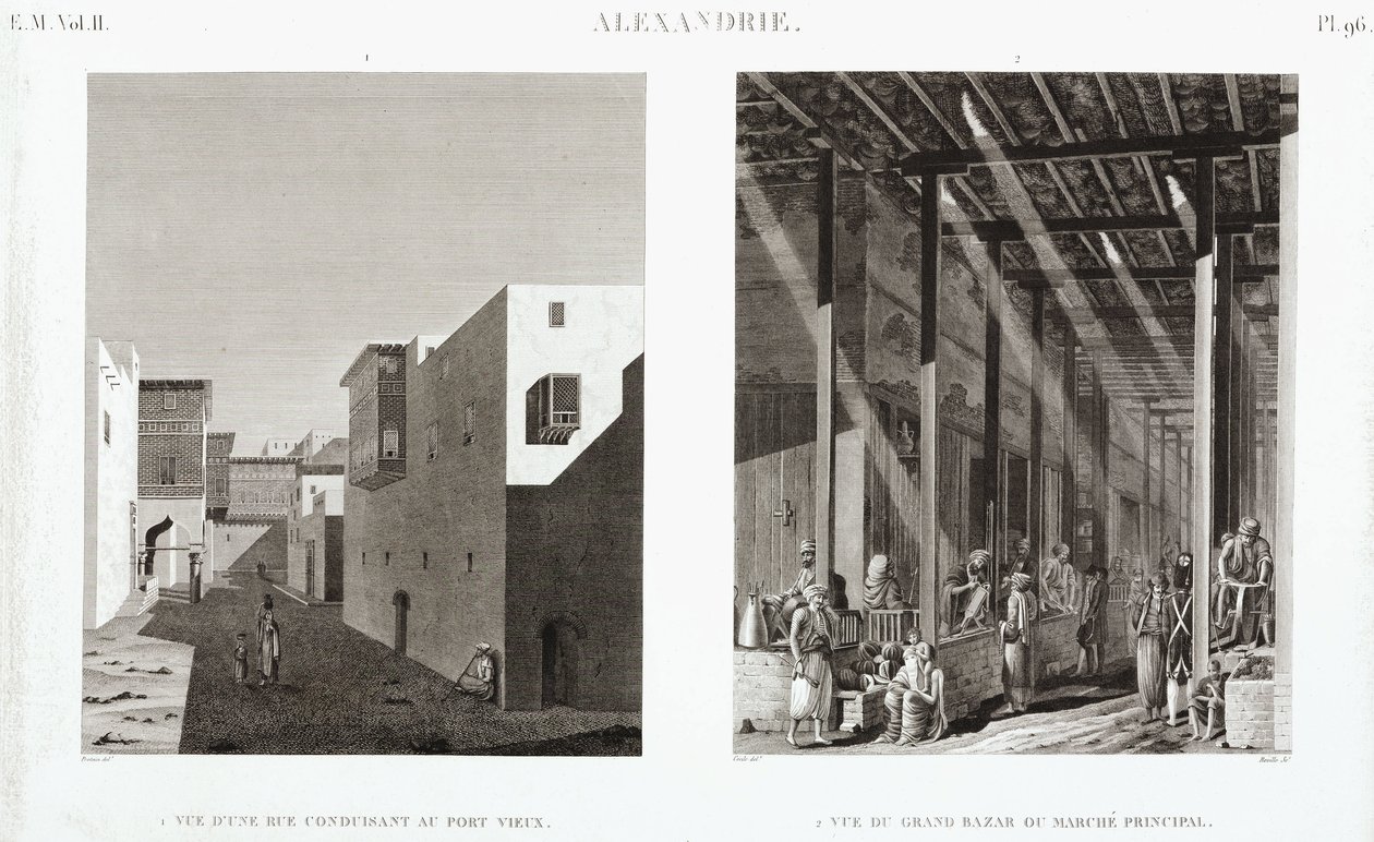 منظران للإسكندرية ، مصر ، عام 1798 بواسطة غير معروف
