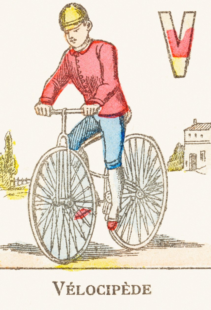 الخامس: Velocipede - ألعاب الأبجدية ، حوالي 1890 (نقش) بواسطة غير معروف