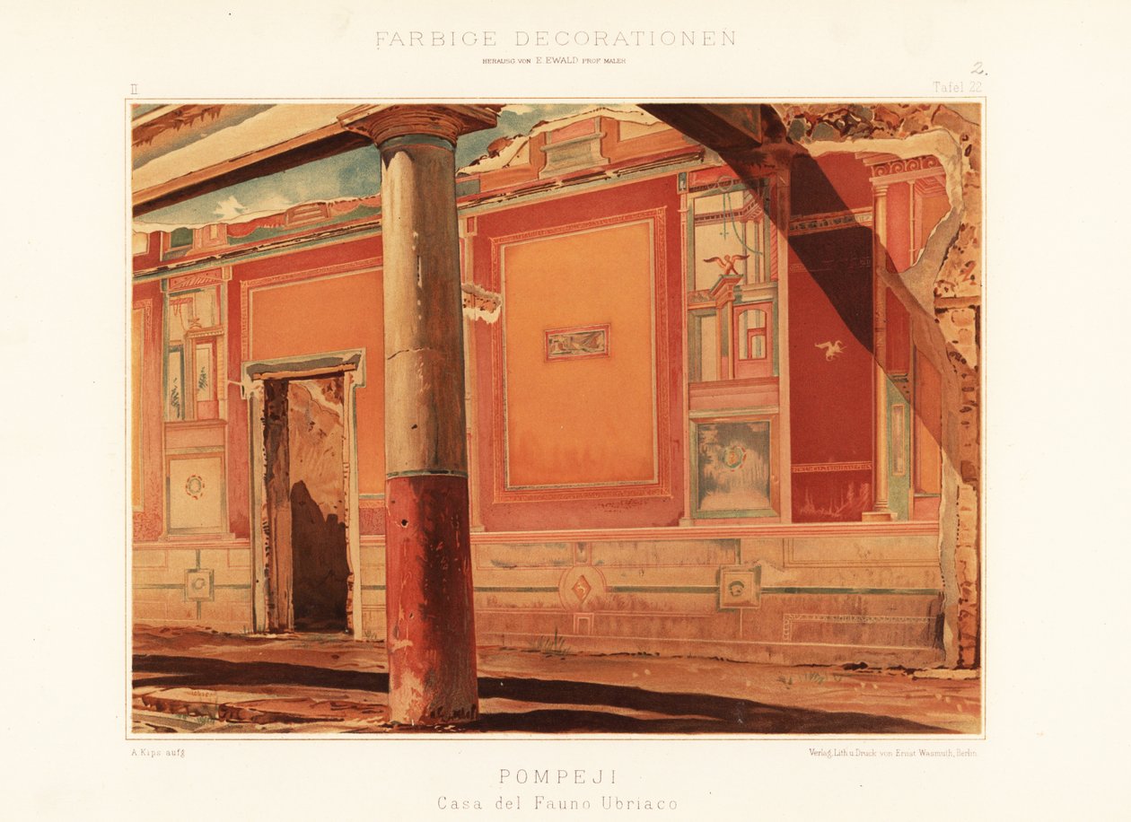 منظر لمنزل فاون في حالة سكر ، بومبي. 1896 (الطباعة الحجرية الملونة) بواسطة فنان غير معروف