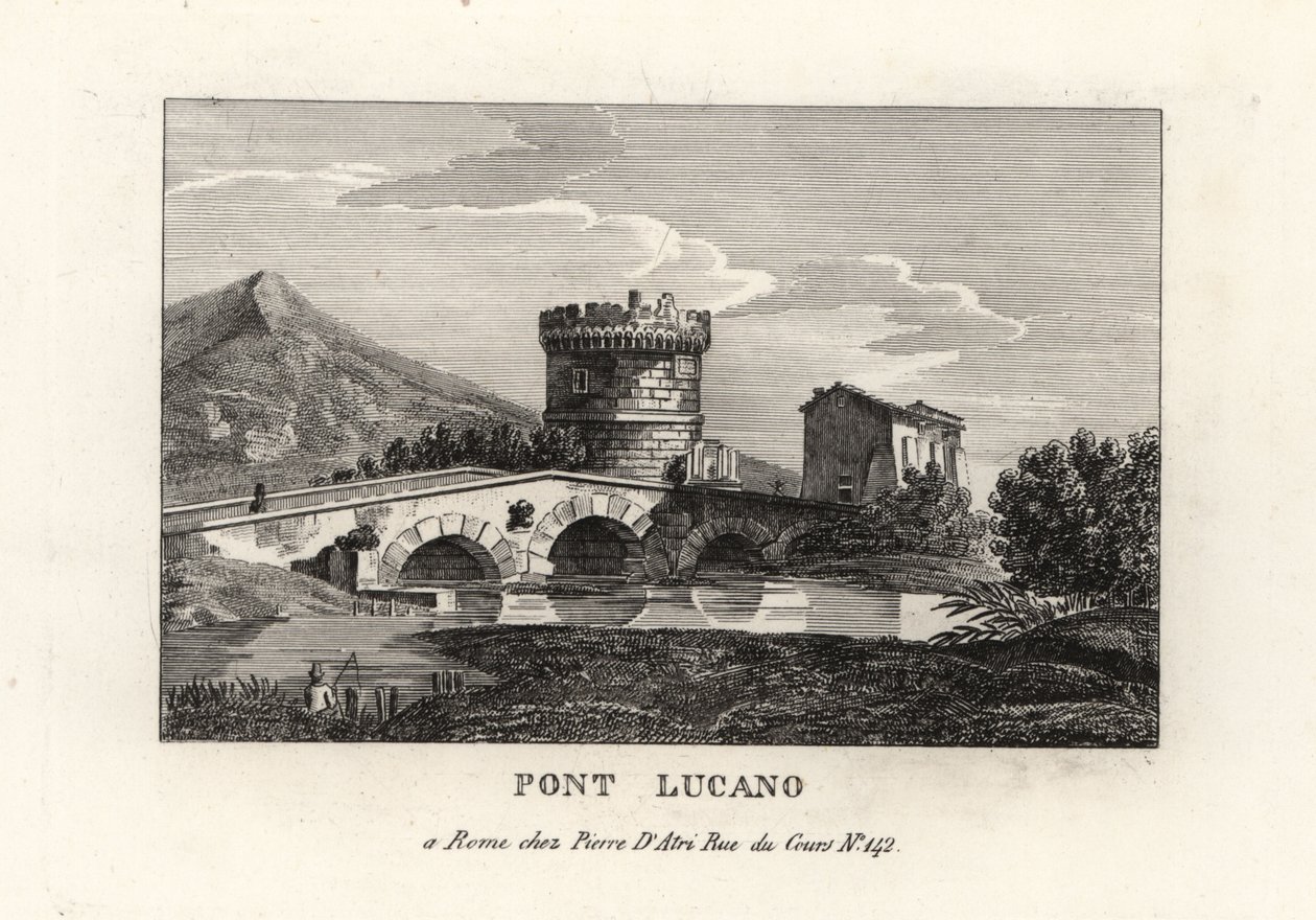 منظر لجسر Lucano وضريح Plautii أو Pont Lucano أو Ponte Lucano على الطريق المؤدي إلى Tivoli بواسطة غير معروف